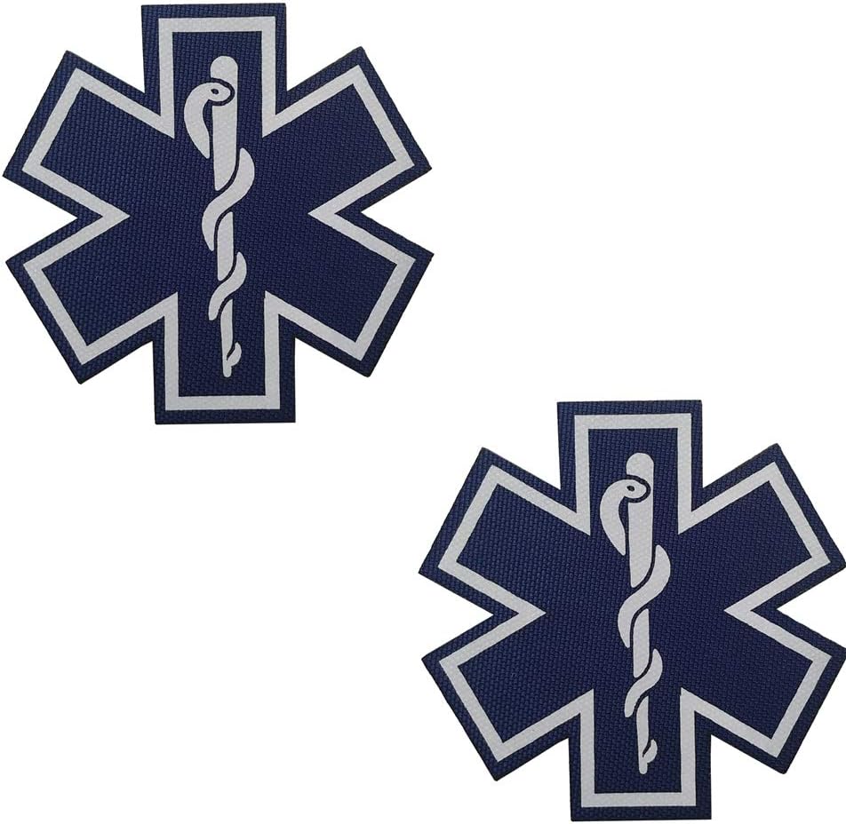 2PCS Reflective Medic Patches with Hook Loop Backing for Clothes 2.76 Inch