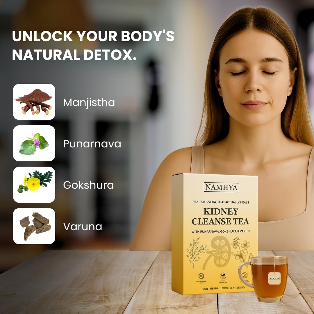 Namhya Kidney Cleanse Tea – 100g Loose (50 Cups, Pack of 1) – Supports Kidney Detox & Urinary Health – Punarnava, Gokshura, Varun – Natural, No Preservatives – For Cleansing & Fluid Balance 3