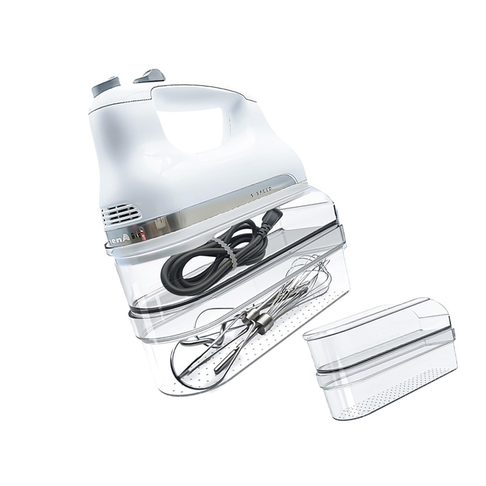 Boîte de rangement compacte transparente pour outils de mélange