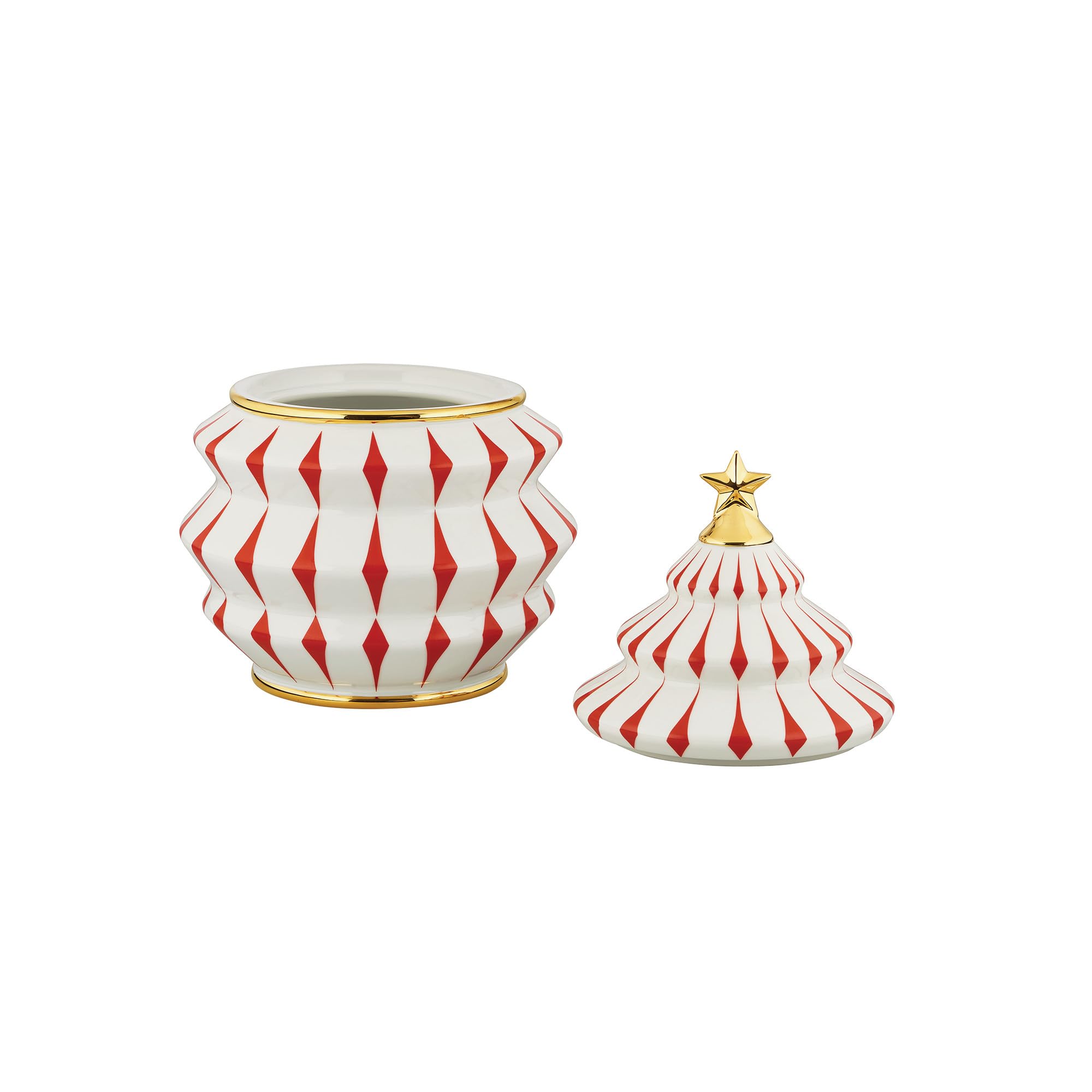 Alessi Delight NZ02 - Contenitore per Biscotti Natalizio, in Porcellana, Rosso, Bianco e Oro