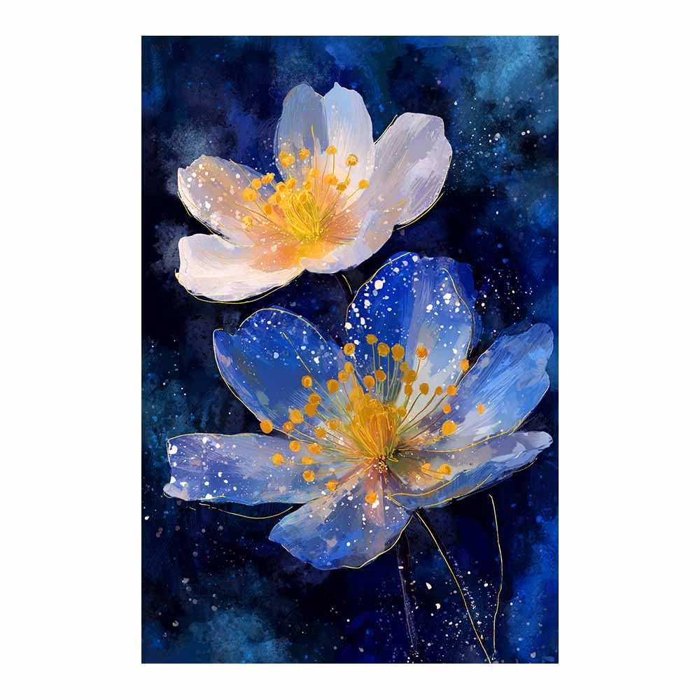 Xeniou Multicolor Flower Canvas Wall Art Blue Poppy Floral Art Canvas Wall Art, For Bathroom Living Room Bedroom Office Kitchen(Multicolor)-80X120cm Unframed