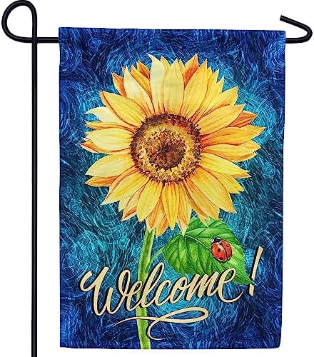 America Forever Sunflower Welcome Garden Flag - Welcome Summer Fall Sunflowers Ladybug Flag- Seasonal Yard Outdoor Decorative Double Sided Flag - 12.5 x 18 Inches