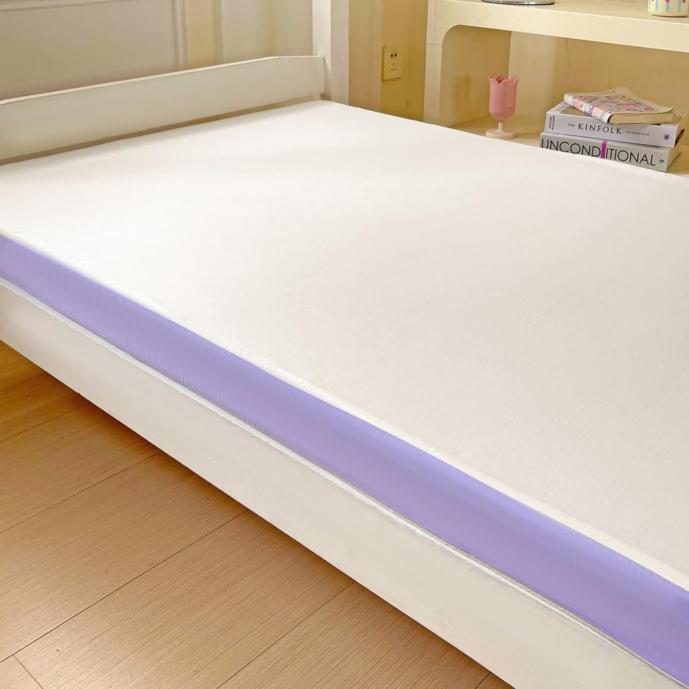 Purple,180x200cmKING, Gel Memory Foam Futon Mattress Padded Japanese Floor Mattress Topper with Dustproof Mattress Cover Thicken 5.5Cm Foldable Sleeping Mat for Camping Student Dormitory