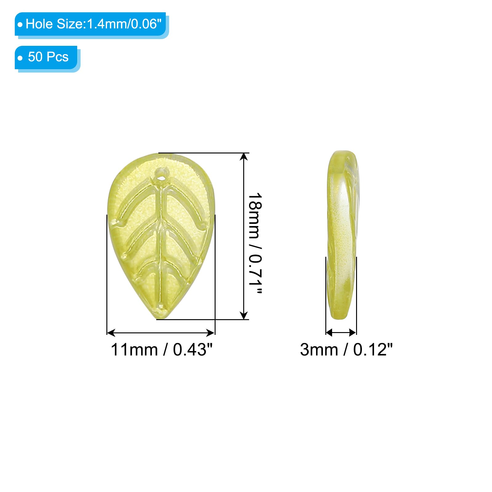 PATIKIL 18 x 11mm Czech Glass Leaf Beads, 50 Pcs Crystal Leaf Beads for Jewelry Making DIY Craft Bracelet Necklaces Earrings - Image 2