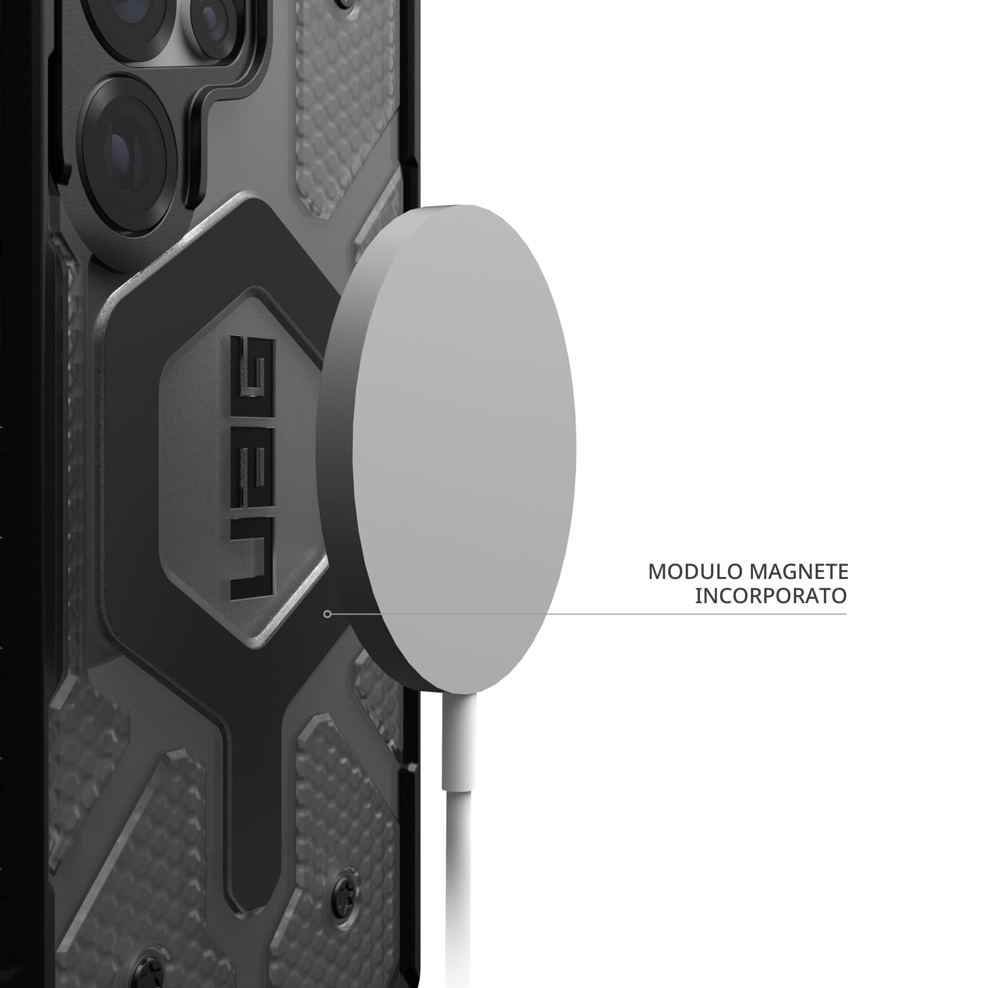 Urban Armor Gear Pathfinder MS Case Samsung Galaxy S25 Ultra Custodia (Anello magnetico, Designed for Samsung certificato, Ricarica wireless compatibile, 5,5m Protezione) ash (grigio trasparente)