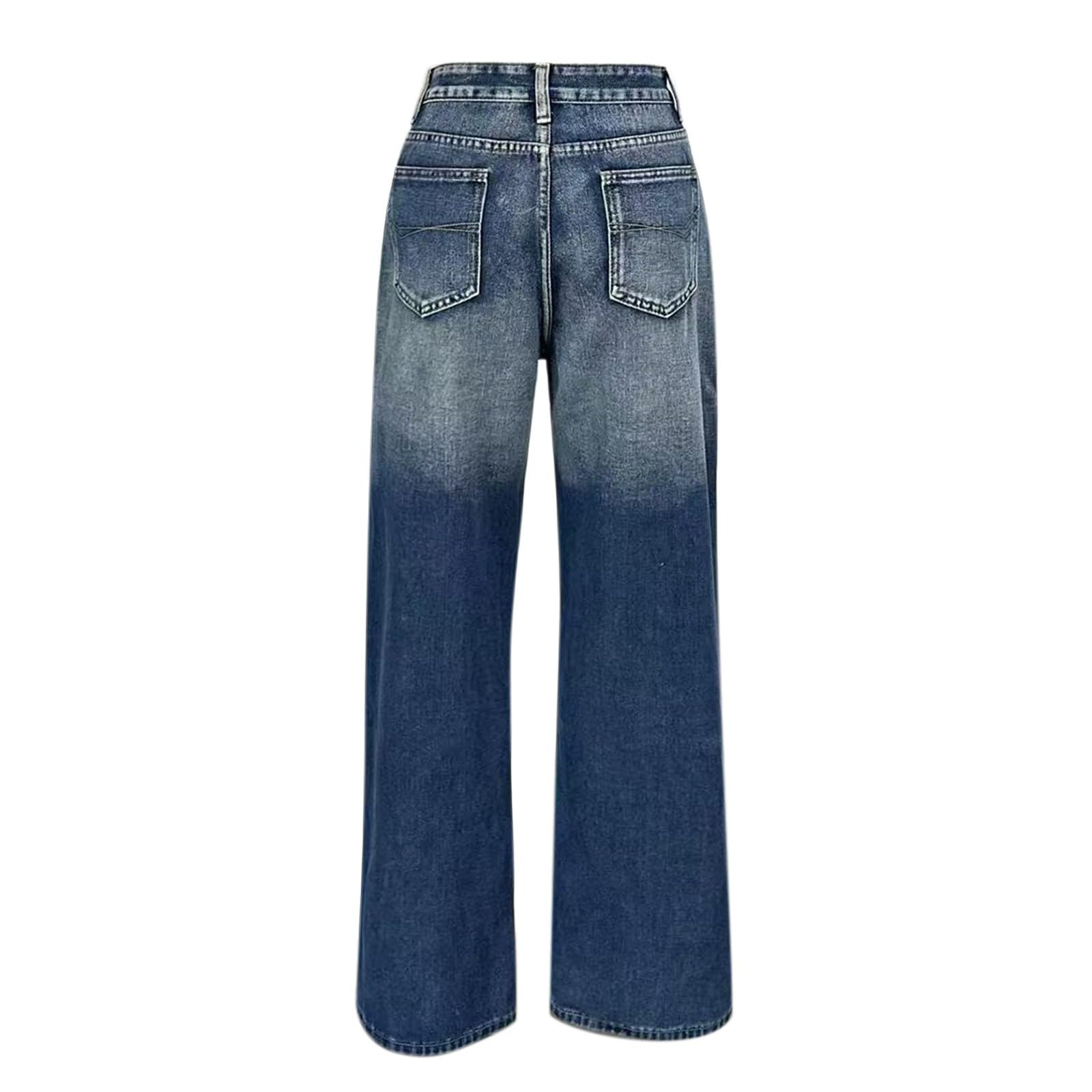 Jeans Donna Larghi Vita Alta Jeans Vita Alta Larghi Leggeri Pantaloni Baggy Curvy Gamba Larga Eleganti Pantaloni Denim Elasticizzati Casual con Tasche Comodi Pants Tempo Libero Moda Basic