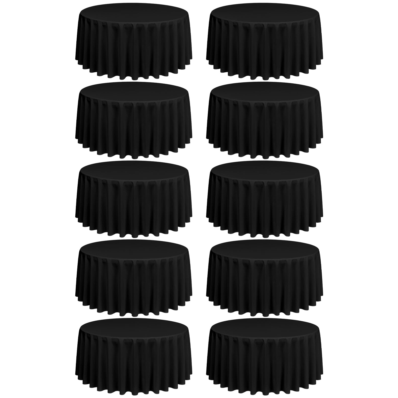 Lumaycens 10 Pack Black Round Tablecloths,120 Inch Round Table Cloth Washable and Reusable Stain and Wrinkle Resistant Polyester Fabric for Wedding Party Banquet Camping Restaurant Decoration