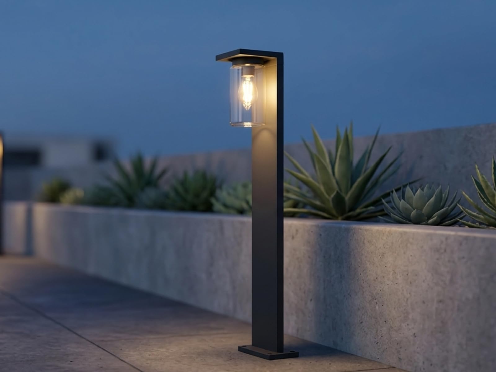 meineWunschleuchte Garten-Laterne Schwarz, Wegeleuchte Gartenbeleuchtung, | Höhe 100cm, mit E27 LED, Landhausstil Außenlaterne Wegbeleuchtung für Einfahrten, Gartenwege und Terrasse IP44
