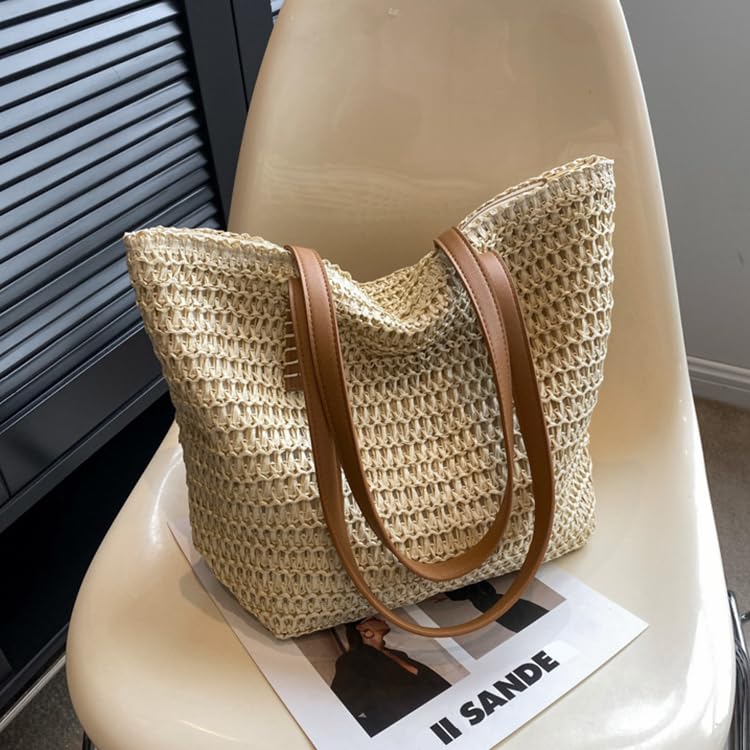 Bolso de playa tejido para mujer miniatura 5