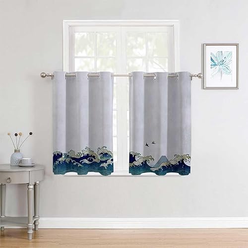 Cortinas para Habitacion Cortina de puerta con ondas japonesas para puerta, cortinas para cuartos separados, 55 pulgadas de ancho por 55 pulgadas de