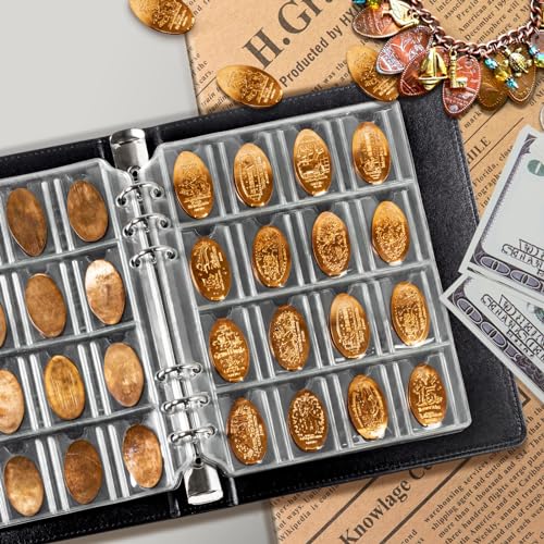 Álbum de monedas negro para colección de peniques y centavos con mangas protectoras 3