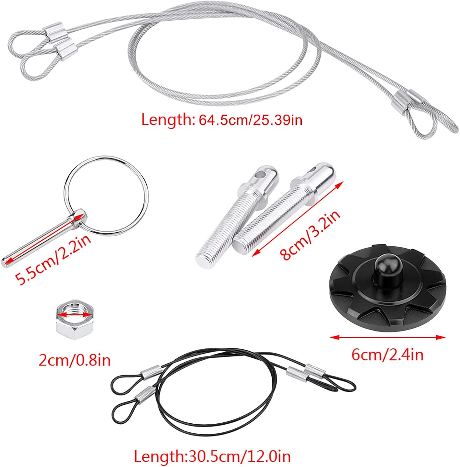 GOTOTOP CNC Aluminum Alloy Car Racing Hood Pin Lock Appearance Kit, Very, Fasten Hood, Colorful Surface, Easy Installation with bonding Tape, Universal Fitment for Most of Vehicles