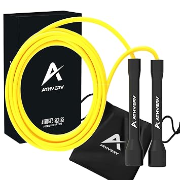 Athverv Adjustable Skipping Rope (Yellow) - image, photos