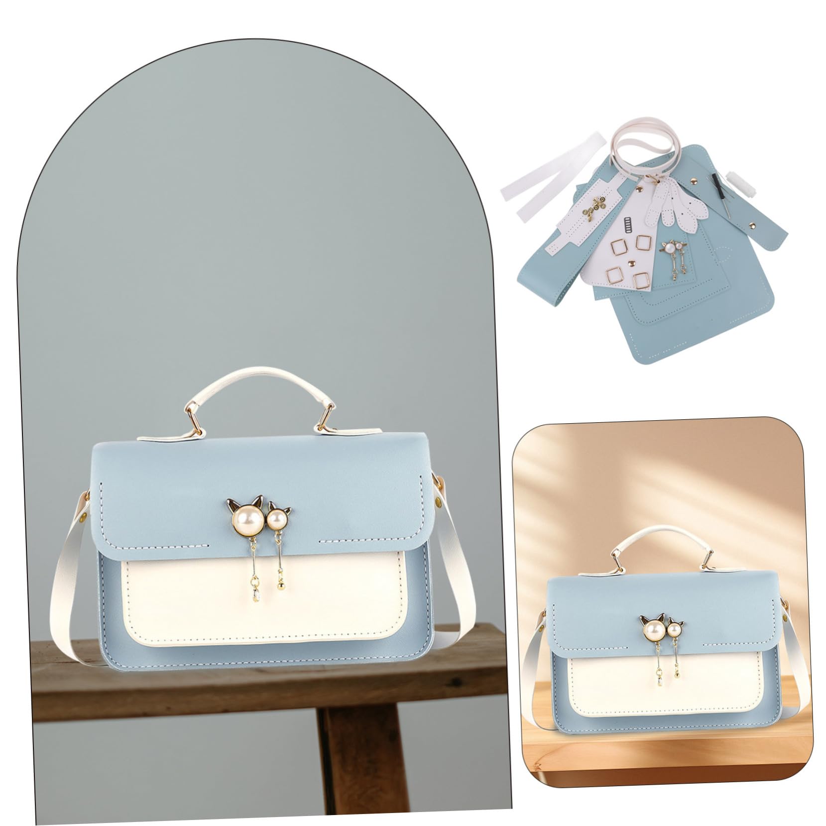 CIYODO Kit Per La Realizzazione Di Borse Fai Da Te in Pelle Pu, Set Creativo Per Borse a Tracolla e a Mano, Materiale Resistente e Portatile, Accessori Per Cucito, Per Artigianato e Uso Quotidiano