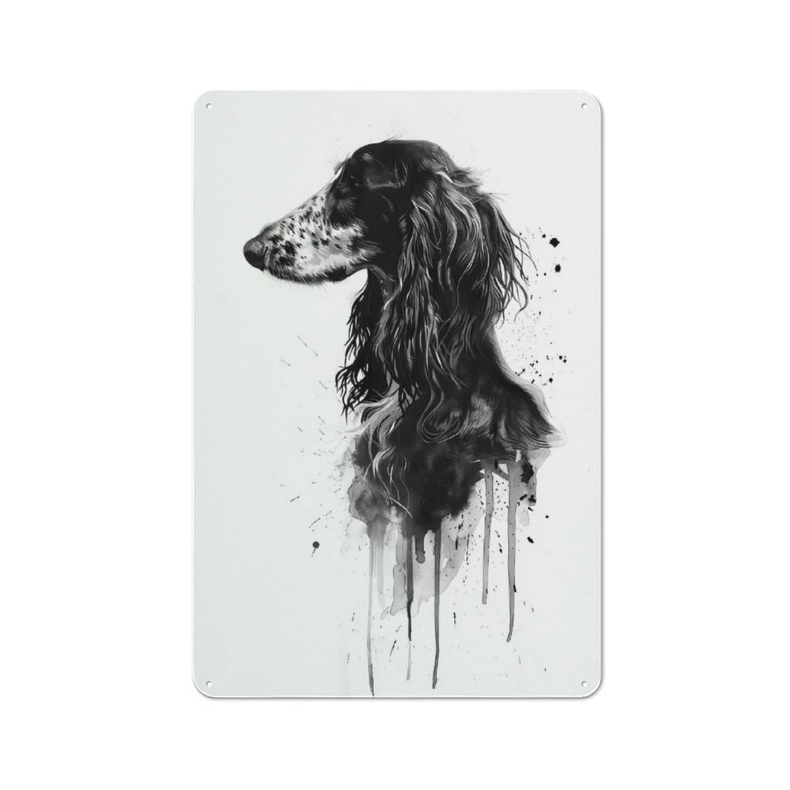 Junmoney Style-18 Afghan Hound Watercolor Printed Metal Sign 30X20cm For Guest Room Or Hallway, For Kitchen, Dining Room And Home Bar Wall Decor