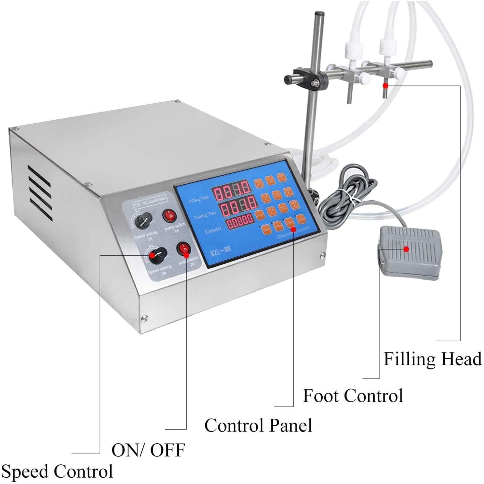 Riempitrice automatica di liquidi a doppio tubo, pompa di riempimento CNC elettrica ad alta precisione, per olio essenza, profumo, acqua, imbottigliamento di bevande, volume regolabile, facile da