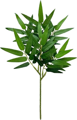 Miniatura 7 de HYLYING 6 piezas de hojas de manzana artificiales, tallos largos, 14.7 hojas de eucalipto, ramas verdes sintéticas para arreglos florales, ramos de