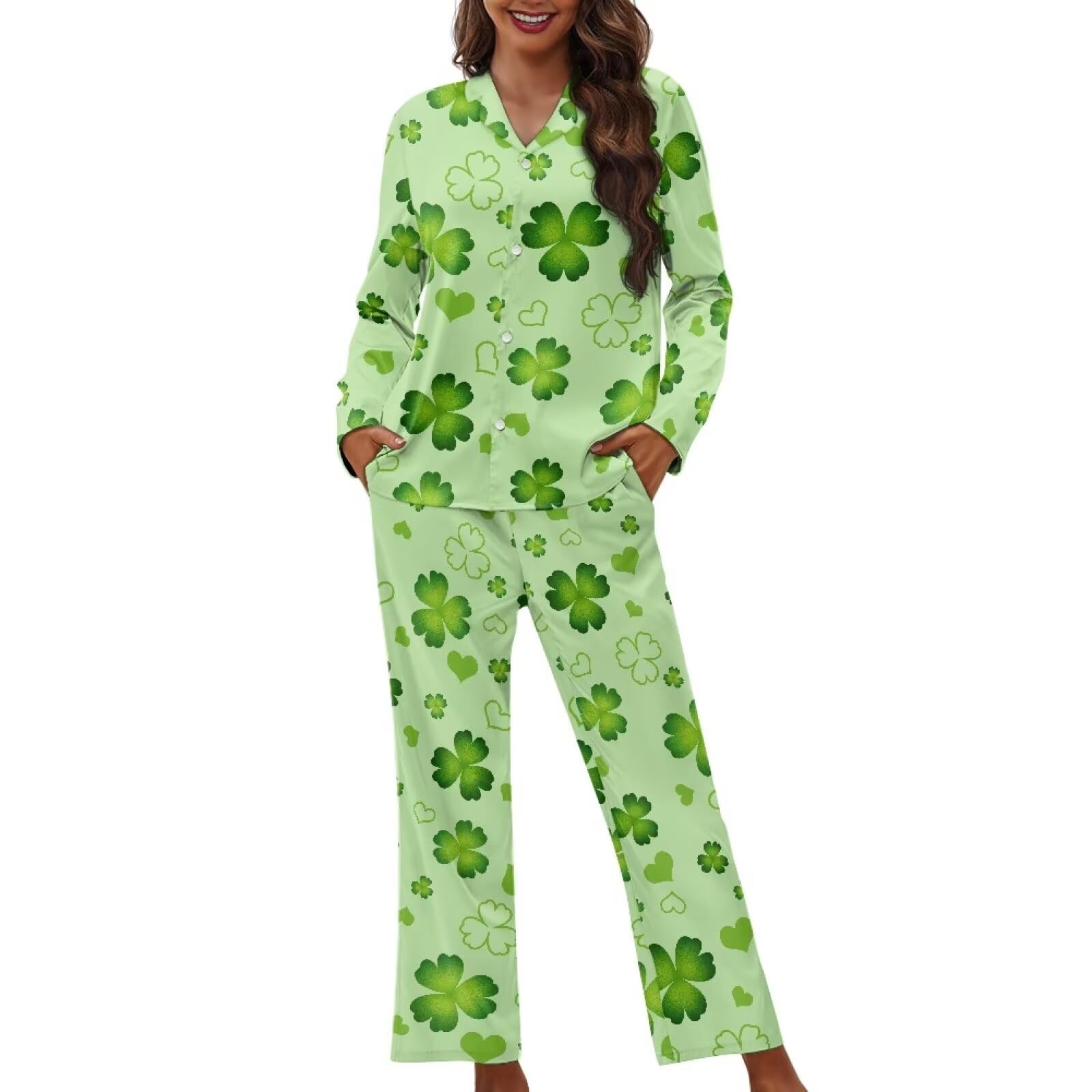 XXQGOMG Women's Comfortable 2 Piece Button Up Pajamas Set for Nighttime Relaxation
| XXQGOMG Women's Stylish Long Sleev 