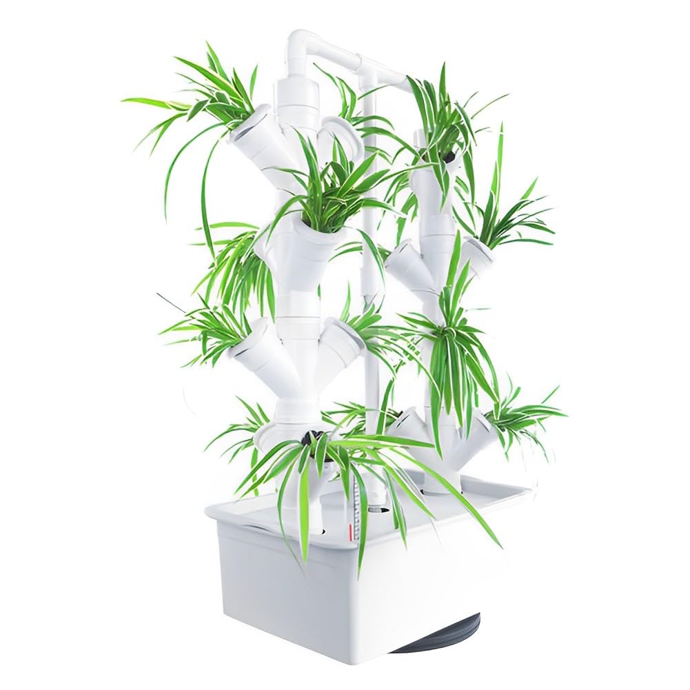 QUTBAG Système hydroponique d'intérieur, Tour hydroponique Verticale en PVC, kit de Germination de Jardin pour légumes à Feuilles, Herbes, Jardin, Culture de laitue et de Fruits 24Holes
