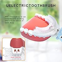 Vista 4 de Cepillos de dientes eléctricos para niños, en forma de U, cepillo de dientes automático sónico con 4 cabezales de cepillo, seis modos de limpieza