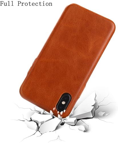 Miniatura 3 de TOOVREN Funda protectora de cuero para iPhone X, ultrafina, vintage, antideslizante, cubierta trasera dura para iPhone X10 5.8 pulgadas, marrón