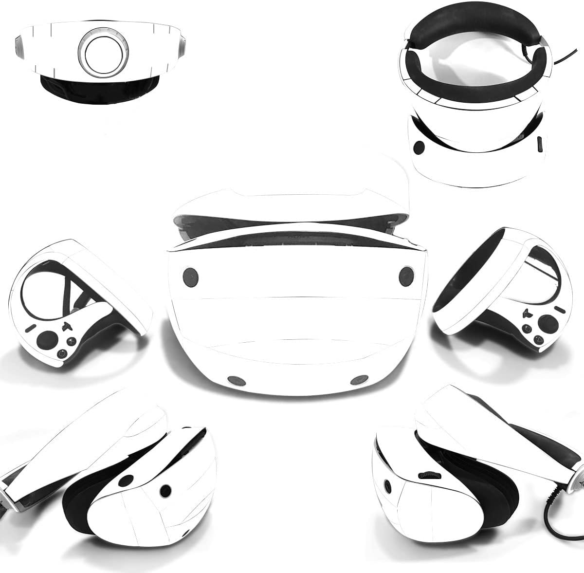 Full Protection Sticker Film VR Skin Decal for PS VR2 Headset Controllers Solid Color (White)