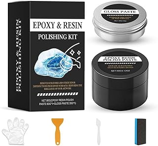 Polishing Compound for Epoxy Resin Kit - Premium Resin Polishing Kit with Scratch Repair Paste, Polishing Paste, Scrapers & Gloves, Progressive Grit for DIY Jewelry Making Tabletop Art