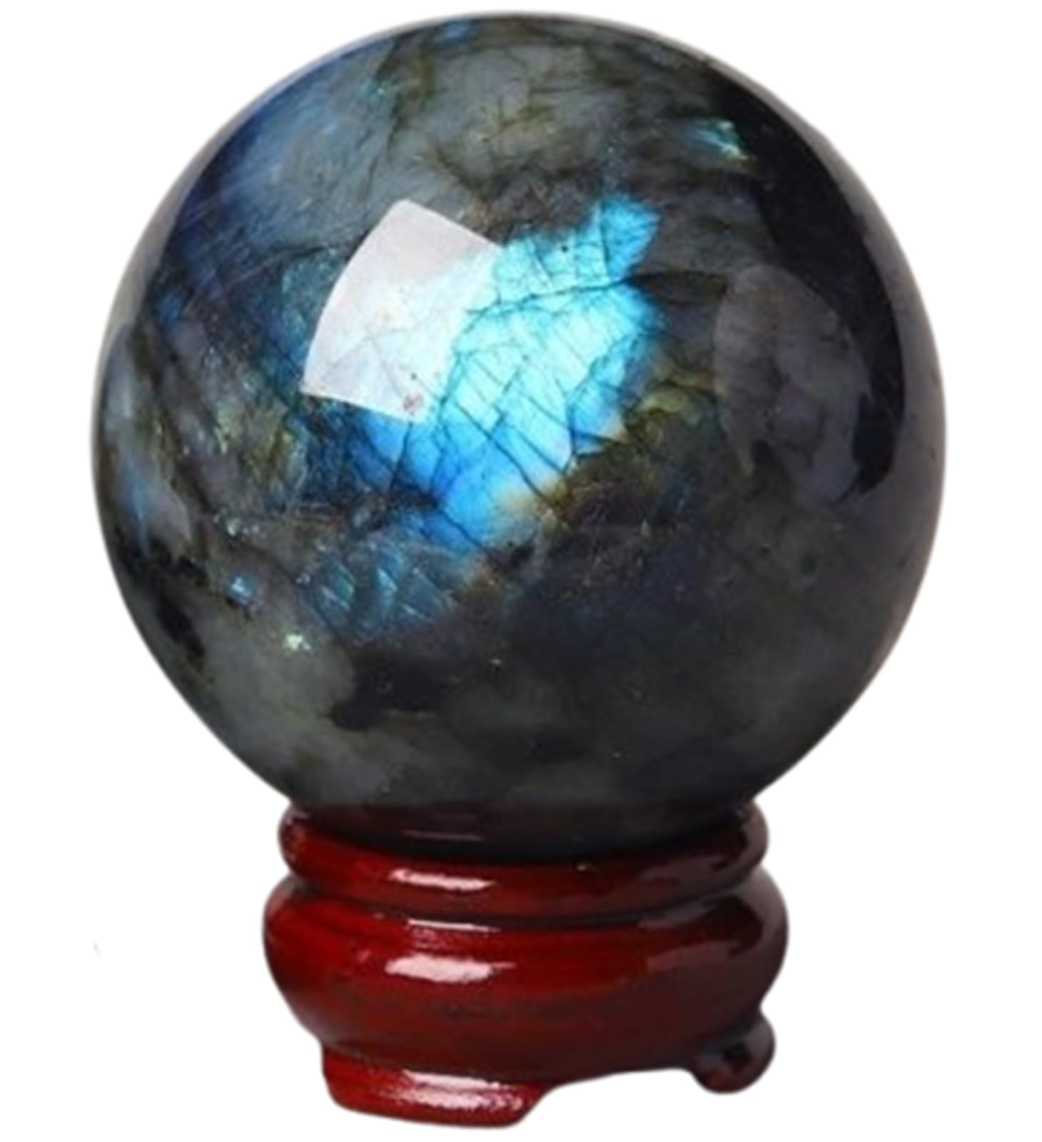 ITCLEYMDZV Labradorite Gemstone Ball for Witchcraft and Decorative, Carved Crystal Moonstone, Polished Stones Home Decor Collection Gift,6cm