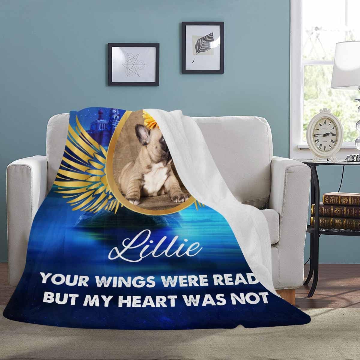 D-Story Custom Dog Photo and Name Blanket Pet Sympathy Gift Personalized Dog Sympathy Remembrance Gift for a Grieving Pet Owner