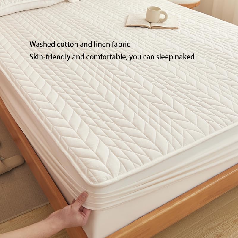 FCLDESHOP Plusieurs Tailles et Couleurs Disponibles,Draps-Housses épais matelassés en Pur Coton de Couleur Unie, adaptés aux Matelas de 12"/30 cm de Profondeur, Rose, 120 x 200 cm + 30 cm