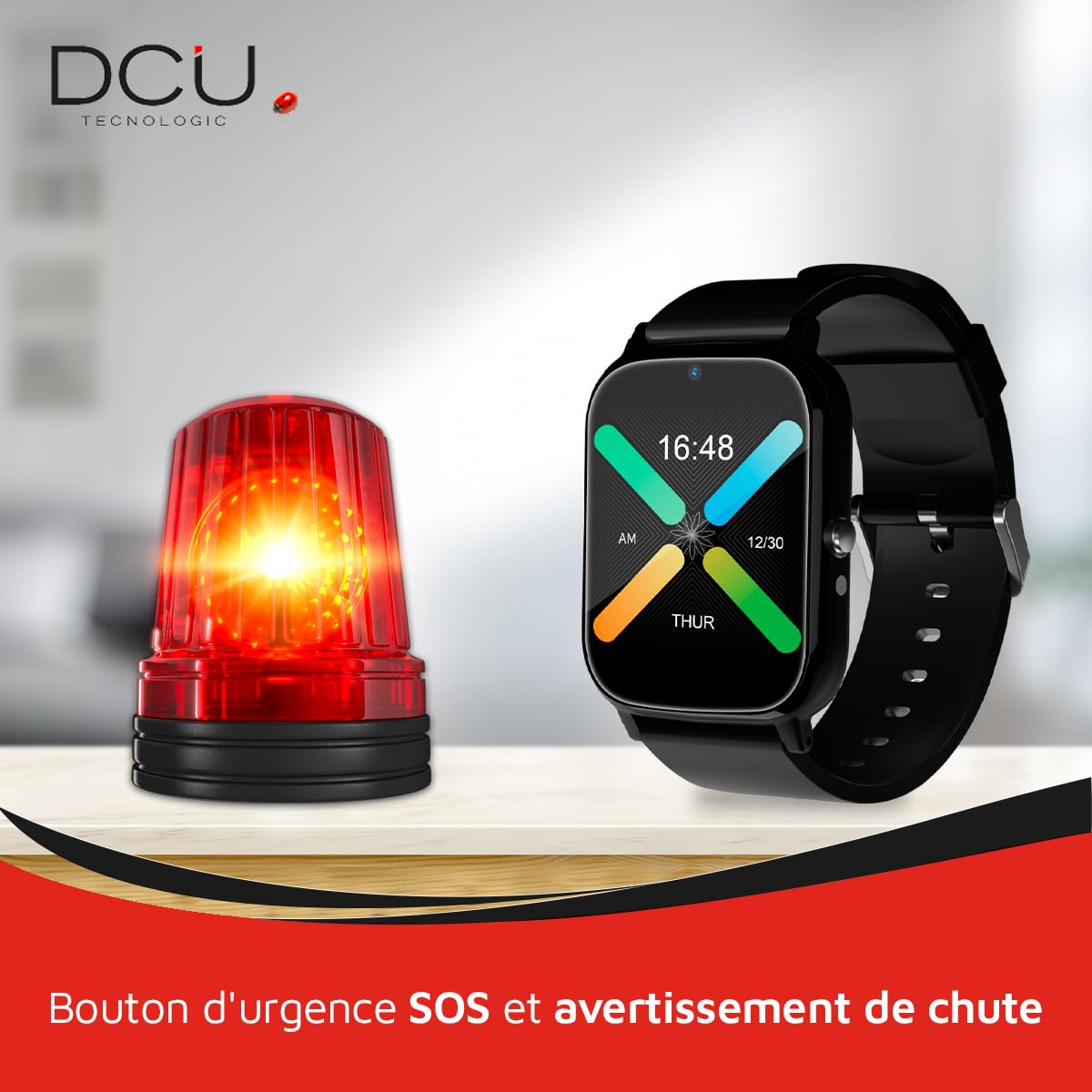 DCU TECNOLOGIC - Smartwatch Senior avec GPS et appels vidéo 4G - Smartwatch avec écran IPS 1,69'' Full Touch - IPX6 Waterproof - Idéal pour Les Seniors - Couleur Noir