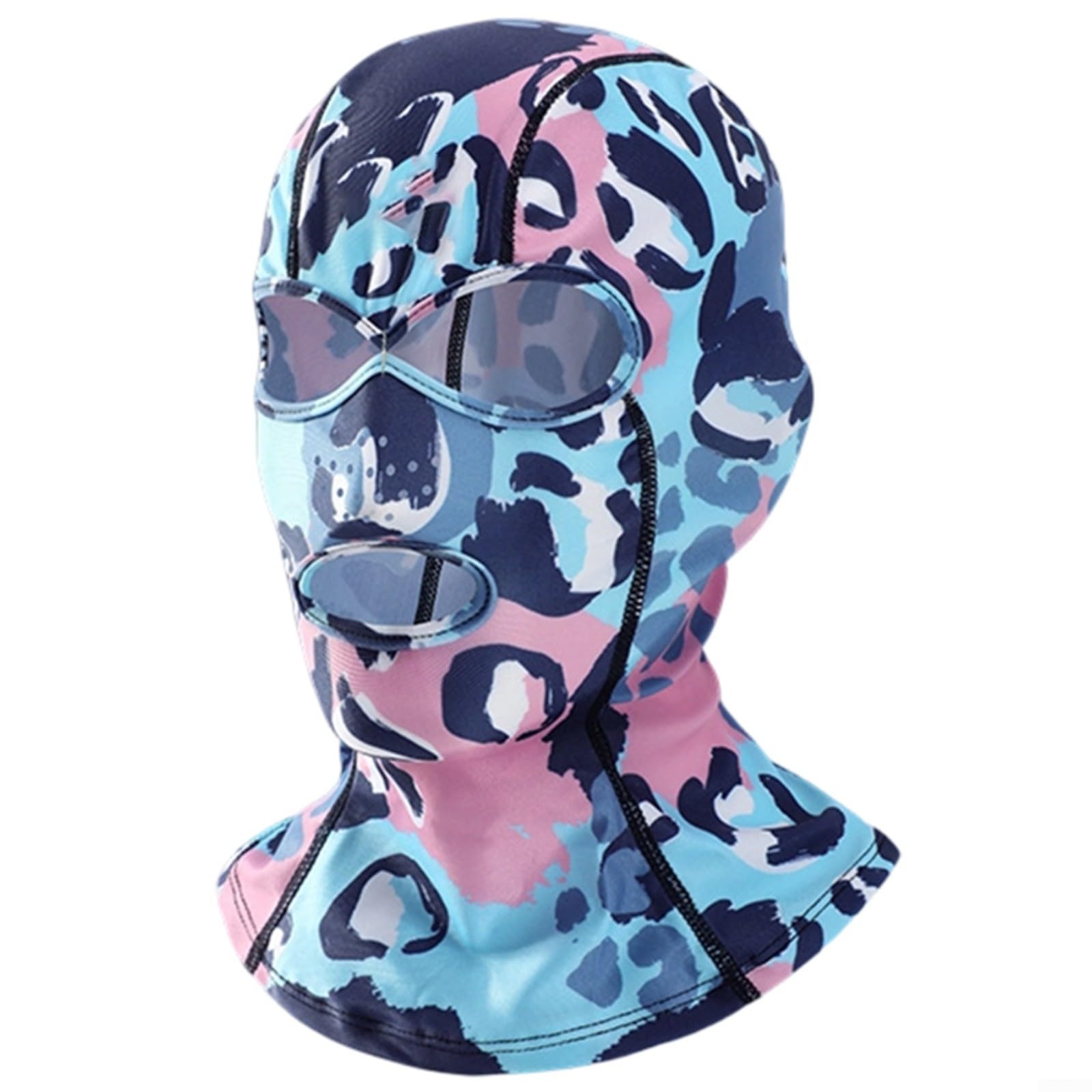 Alanmoship 1pc Swimming Diving Facekini Hood UPF50+ Sunscreen Mask for Men Women, Ergonomic Eye Holes for Snorkeling Surfing Beach, Black Polyester Spandex 33x25cm(blue pink)