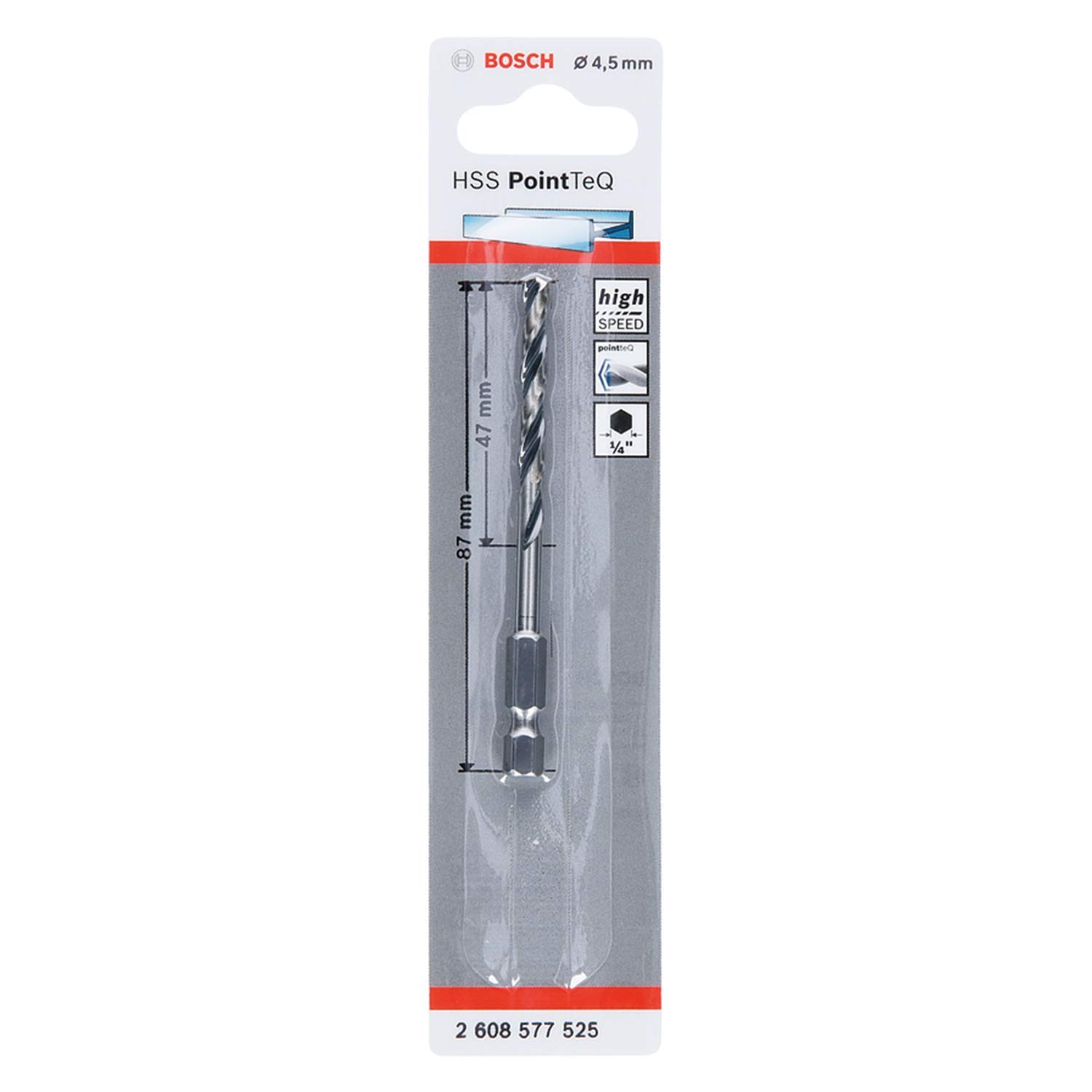 Bosch - Professional / Blue Blue Bosch - Professional / 4.5Mm X 87Mm Hss Twist Pointteq Drill Bit With Hex Shank