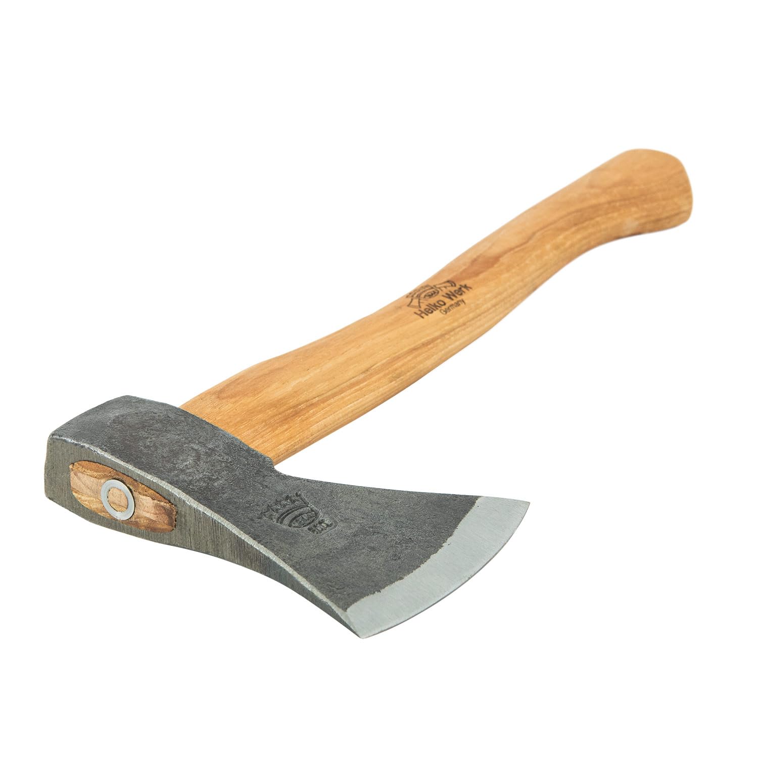 Helko Werk Rheinländer Beil 600g 36 cm C50 Stahl, Hickorystiel | geschmiedeter Beilkopf mit ballig geschliffener Schneide und Lederschutz Made in Germany