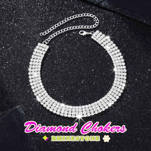 JAKAWIN Diamond Choker Necklace Silver Rhinestone Chokers Jewelry for Women2