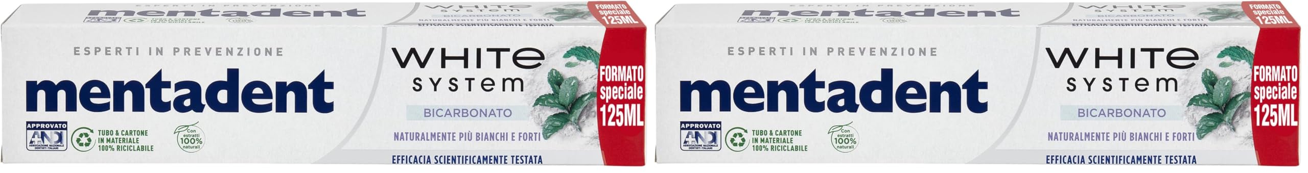  Mentadent White System Biancheria Dentale con Principi Activi Naturale Originale Minerali, Bicarbonato e Fluoro, per De