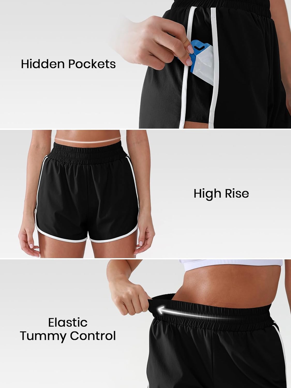 High Waisted Running Shorts Women Water-Resistant Lightweight Athletic Workout Gym Shorts 3" Dolphin with Pockets - Image 6
