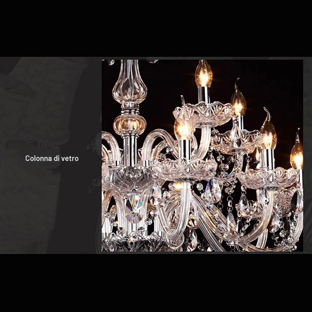 Candela di Cristallo Europeo Lampada a Ciondolo di Lusso Soggiorno Ristorante Camera da Letto Hotel Villa Negozio di Abbigliamento Salone di Bellezza Caffè Bar KTV Lampadario a Led (H 18 luci)
