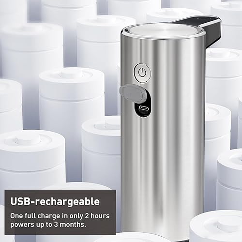 Miniatura 7 de EKO EK6088L-MT Dispensador de jabón aromático, tipo líquido automático, plata, 3 niveles de nivel de descarga, prevención de obstrucciones de