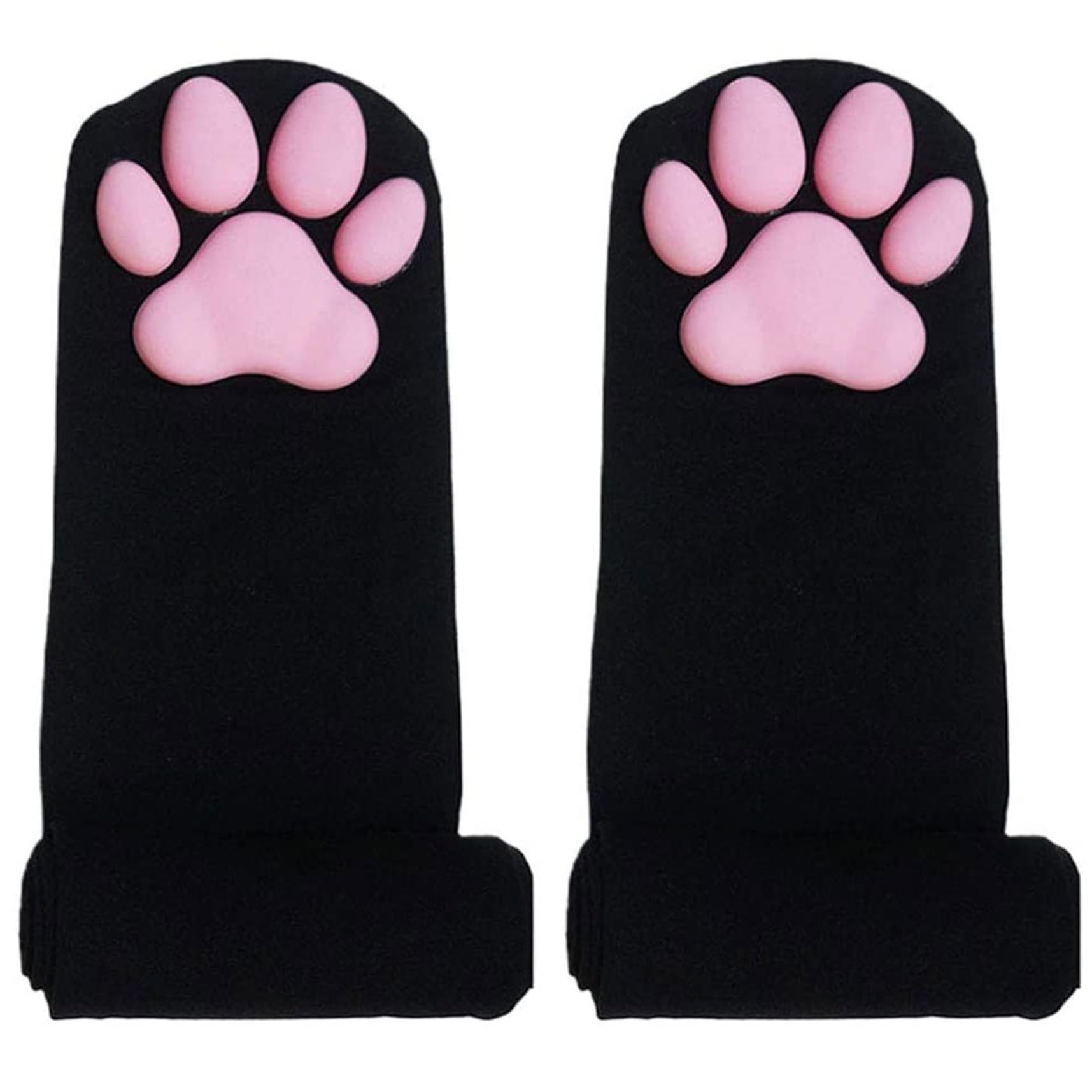 Cat Paw Thigh Highs Cat Paw Socks, 1 Pair Cute 3D Thigh Highs, Breathable Elastic Black Stockings for Girls Women Animal Cosplay Outfits