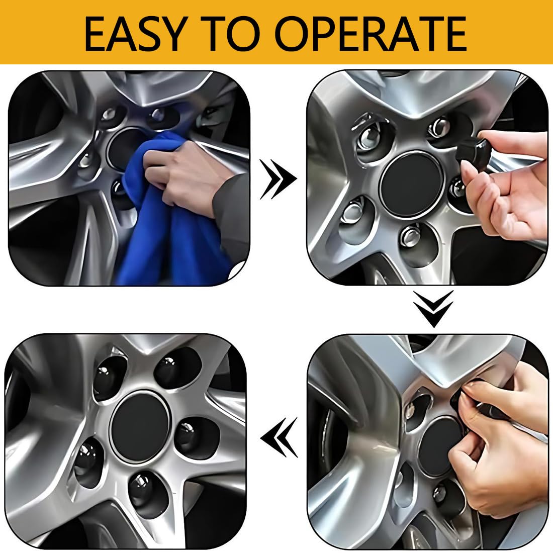 Set di 20 Cappucci per Dadi delle Ruote, Copriprotezione Esagonali per Autoveicoli, con Utensile di Rimozione (Nero), 17 mm per Auto e Autovetture