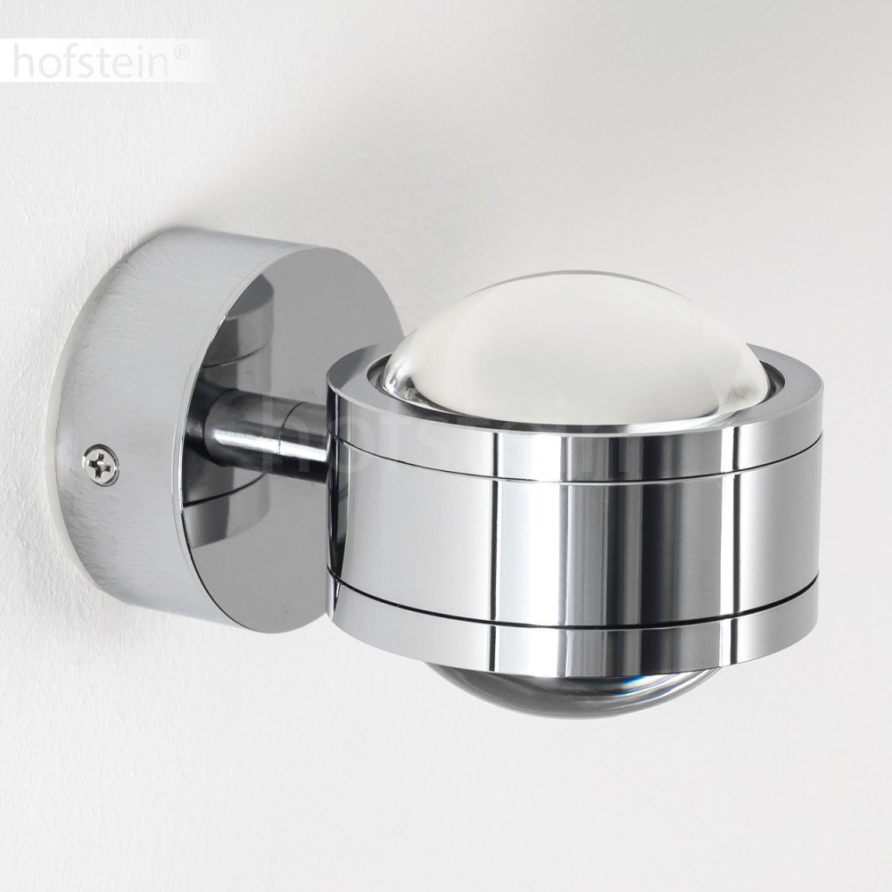 LED Wandlampe Indore, Wandleuchte aus Metall/Glas in Chrom, Wandstrahler 2-flammig mit Lichtkegel, 6 Watt, 600 Lumen, 3000 Kelvin, Innenwandleuchte m. Up&Down-Effekt, für das Badezimmer geeignet