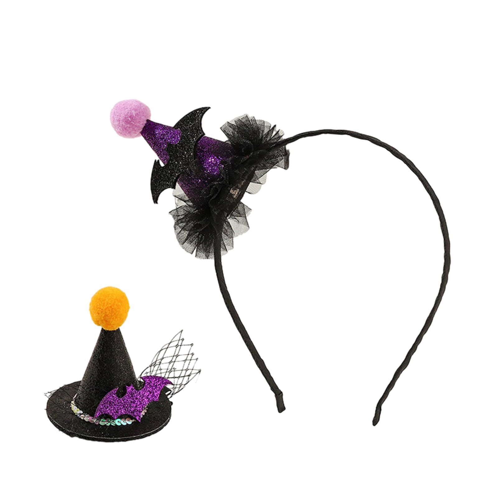 Kelisdi Tiaras For Girls Hair Styling Lovely Witch Hat Shape Hair Clip And Headband Lovely Design Hairband Toddler Halloween Headbands Women Headbands Adults Headband Party Pack