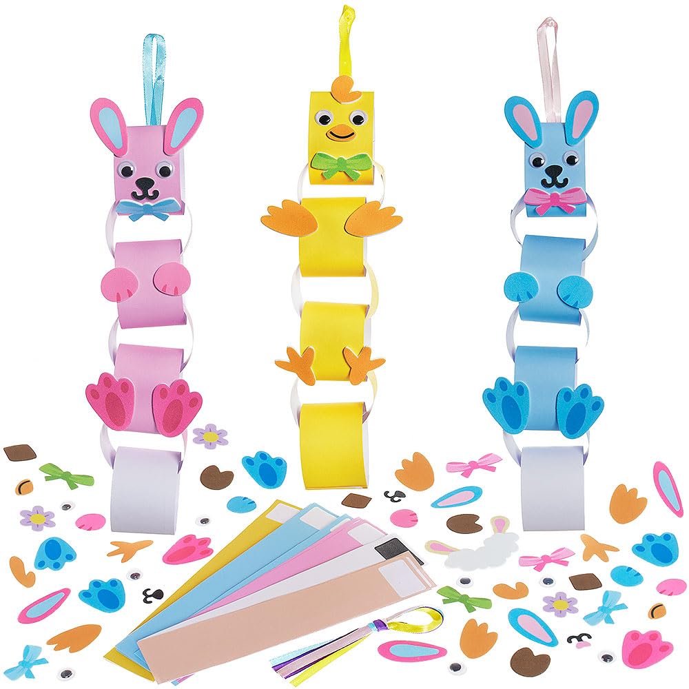 Baker Ross WA149 Easter Character Paper Chain Kits - Pack of 4, Fun Paper Chain Craft Kits for Easter
