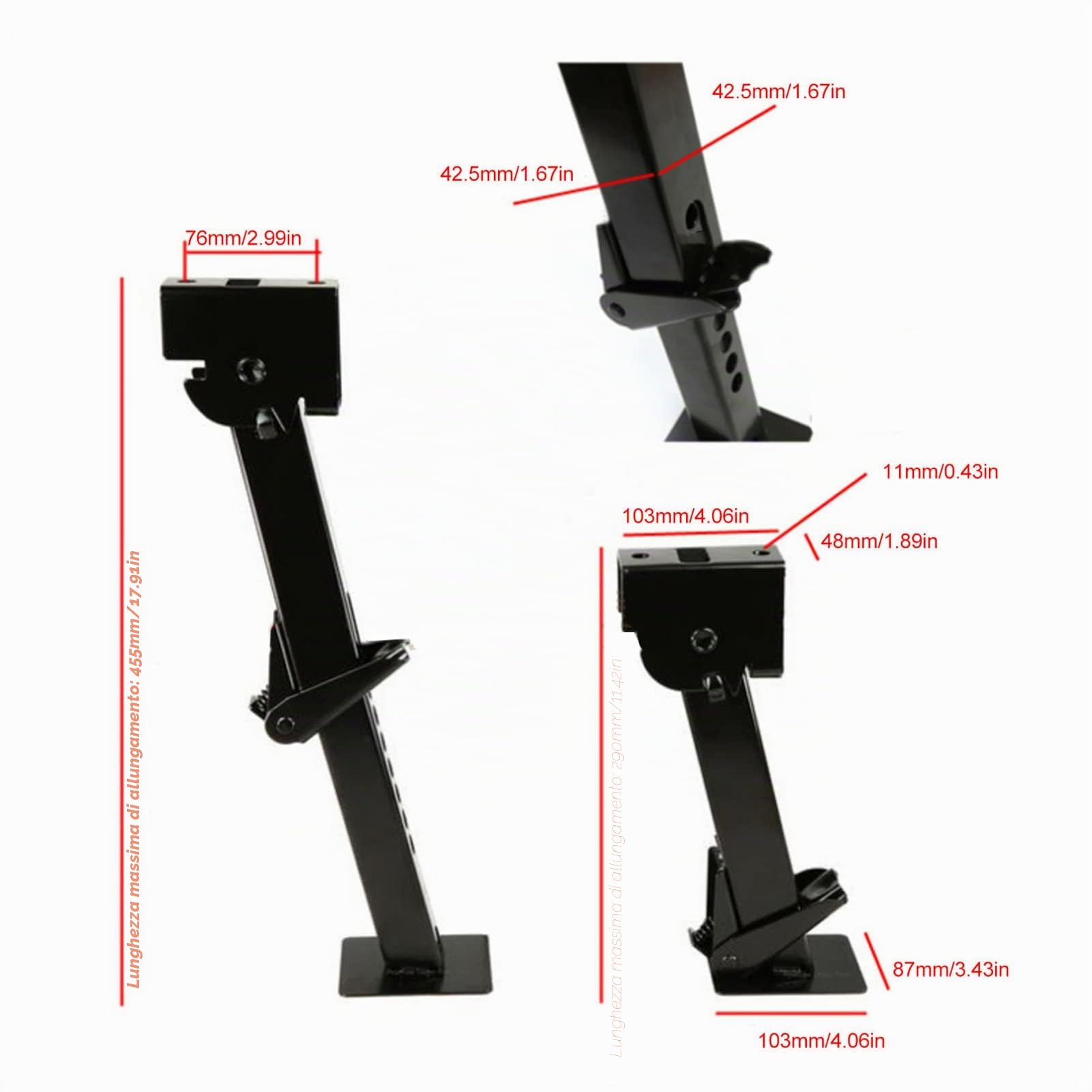 Stabilizzatori Camper, 2 Pezzi Martinetti Stabilizzatori per Telescopici Pieghevoli, Supporto da 650 Libbre, Capacità di Sollevamento di 1000 Libbre, Supporto Sollevamento
