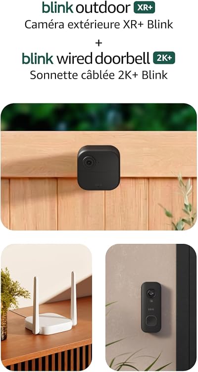 Blink Outdoor XR+ and Wired Doorbell 2K+ โ Extended range wireless Outdoor 4 camera and 2K hardwired doorbell. Sync Module XR+ included โ 2 camera system + doorbell