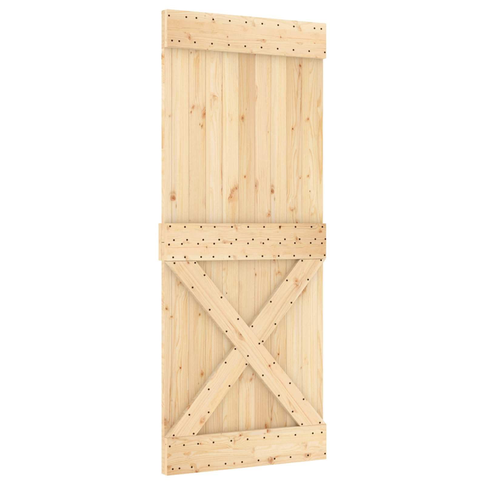vidaXL Narvik Natural and Black Sliding Door 85 x 210 cm (213.5 cm), Modern Sliding Door Strip, Functional Farm, Wooden Rail for Decorating and Sharing Interiors