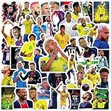 男の子用ウォーターボトルステッカー 50枚 フットボールステッカー サッカー選手ステッカー 大人 男の子 女の子 ティーンズ ビニール 防水 サッカーステッカー ウォーターボトル用 ノートパソコン ギフト フットボールファンへの贈り物