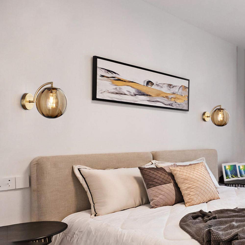 Luces Nórdicas De Metal Para Montaje En Pared, Apliques De Pared E27 Con Bola De Vidrio, Para Interiores Modernos, Sala De Estar, Estudio, Dormitorio, Mesita De Noche, Lámpara De Montaje En