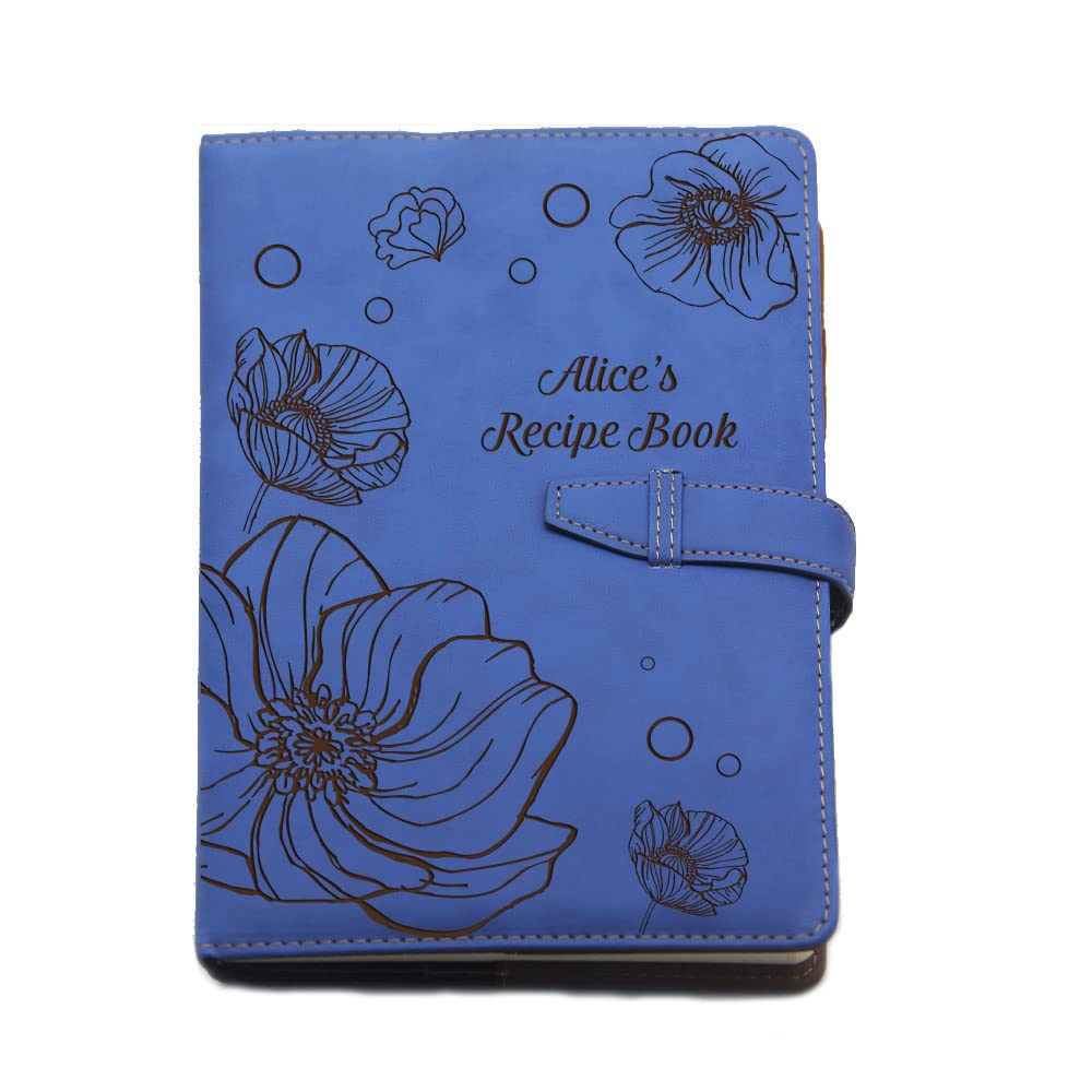 Personalised Notebook Personalised Journals for Women Men Valentines Gift for Him Her Personalised Diary 2024 A5 Size PU Leather Notebook Custom Gifts for Birthday Christmas(Blue Design 1)